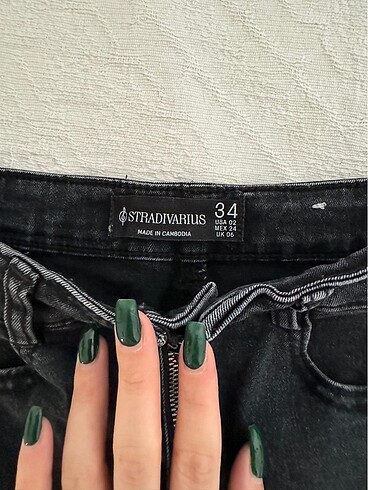 xs Beden siyah Renk Stradivarius siyah crop flare jeans