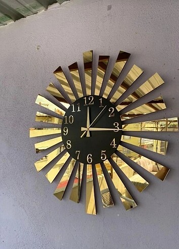 Duvar Saati Altın Renk Aynalı Pleksi