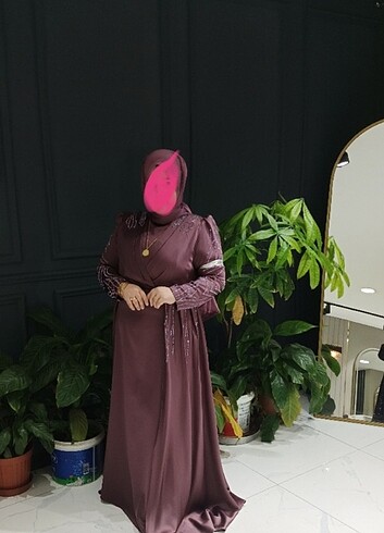 Saten gül kurusu pembe büyük beden abiye