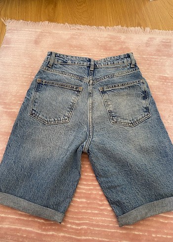 Zara Mavi Düğmeli Kadın Kot şort - Görsel 4