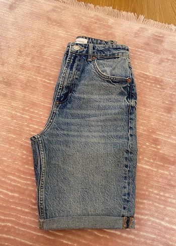 Zara Mavi Düğmeli Kadın Kot şort - Görsel 3