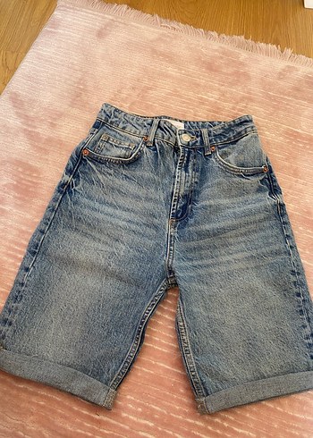 Zara Mavi Düğmeli Kadın Kot şort - Görsel 2