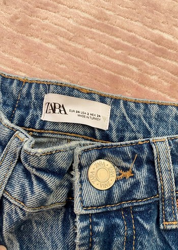 Zara Mavi Düğmeli Kadın Kot şort - Görsel 5