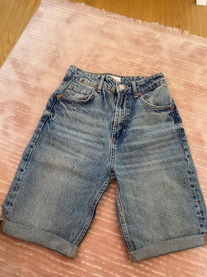 Zara Mavi Düğmeli Kadın Kot şort - Görsel 2