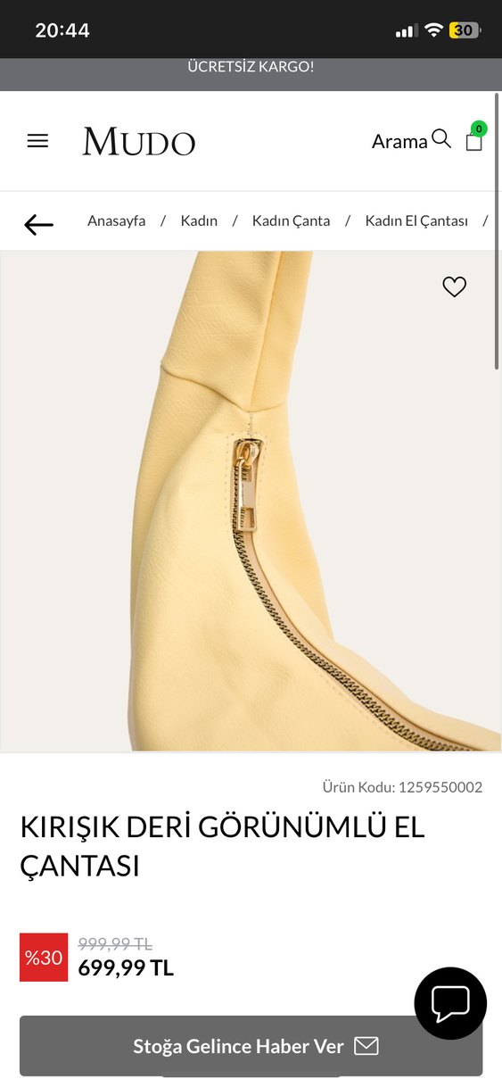 Mudo sarı omuz çantası - Görsel 4