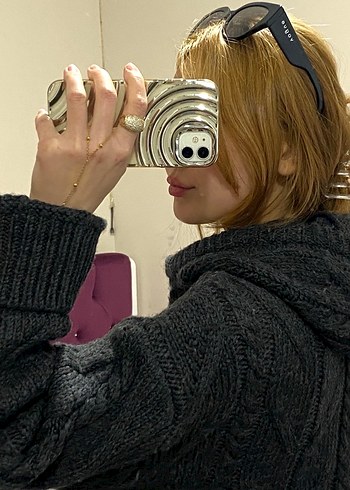 Gri Örgü Boğazlı Kadın Kazak - Görsel 2