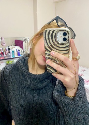 Gri Örgü Boğazlı Kadın Kazak - Görsel 3