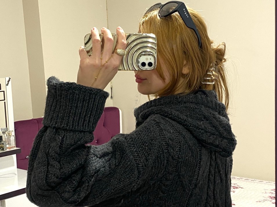 Gri Örgü Boğazlı Kadın Kazak - Görsel 2