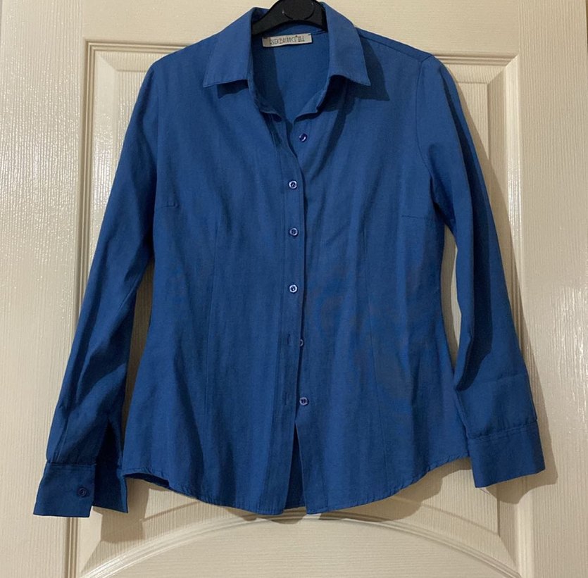 Mavi Kadın Keten Gömlek - Görsel 2