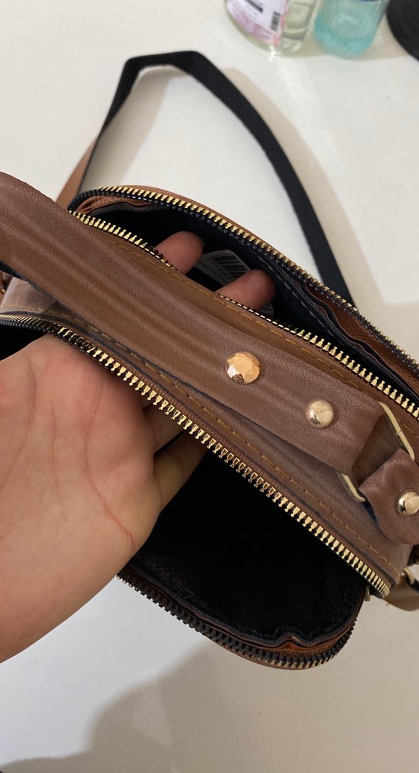 Kahverengi Deri Fermuarlı Kadın Çanta - Görsel 4