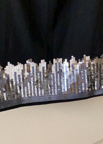 Parlak İşlemeli Siyah Midi Abiye Elbise - Görsel 4