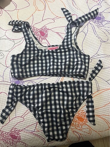 9 Yaş Beden gri Renk Kız çocuk bikini takımı