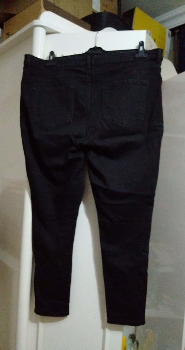 Siyah yüksek bel, dar paça, içi polarlı Kadın Kot Pantolon - Görsel 2