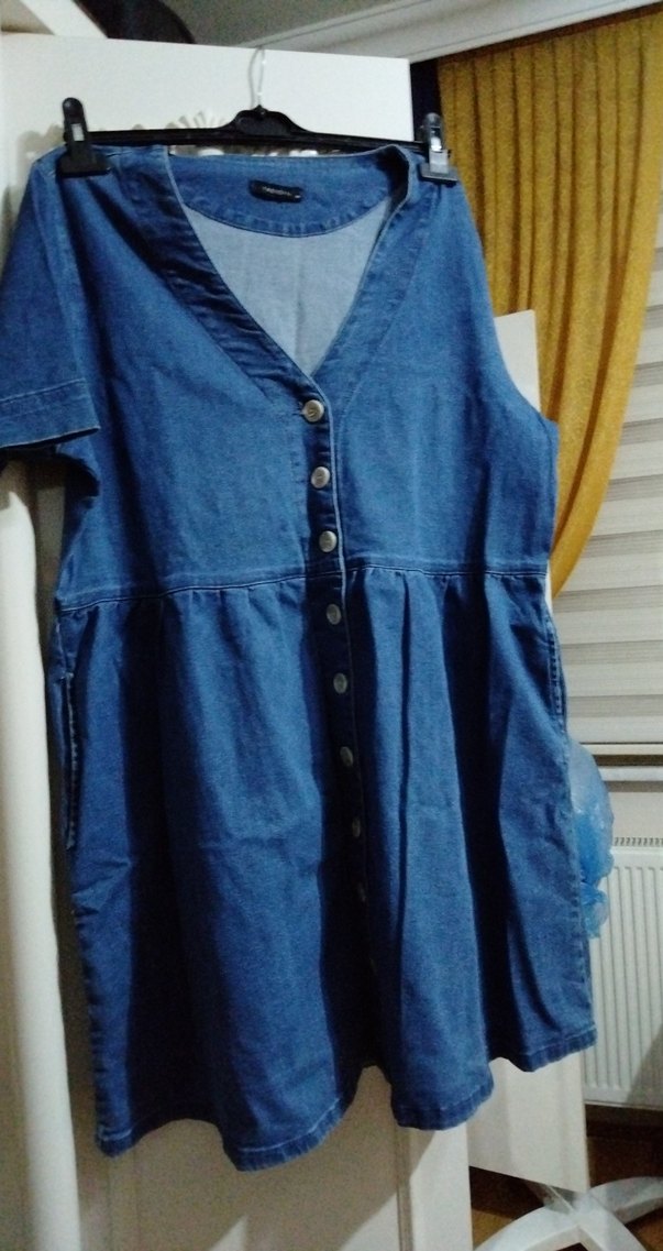 Mavi Düğmeli Kot Elbise - Görsel 2