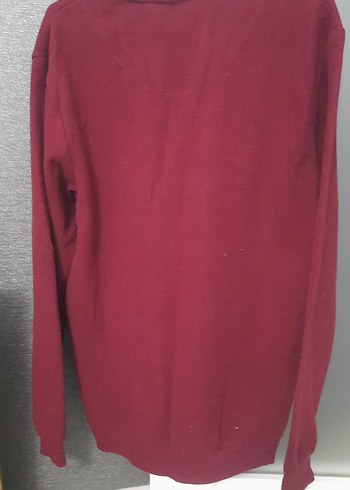 Bordo Erkek Triko Bisiklet Yaka Kazak - Görsel 2