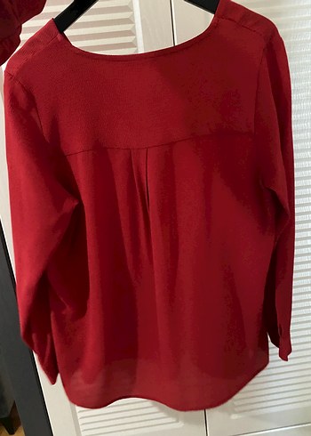 Kırmızı V Yaka Bluz - Görsel 2