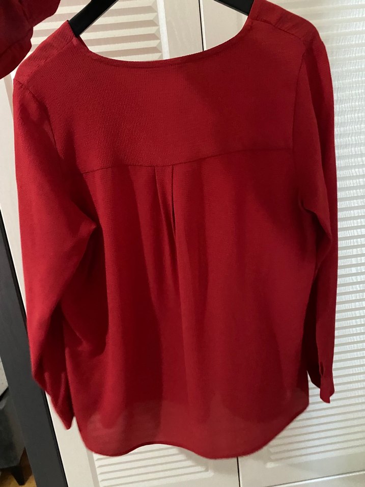 Kırmızı V Yaka Bluz - Görsel 2
