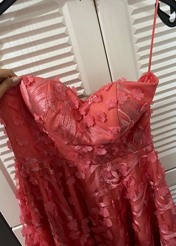 Pembe Straplez mini Abiye Elbise - Görsel 4