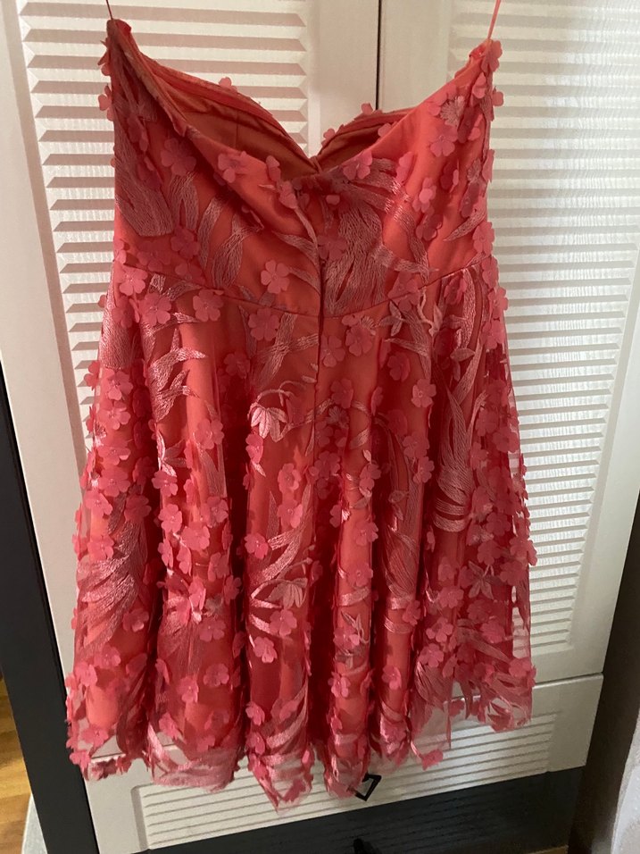 Pembe Straplez mini Abiye Elbise - Görsel 5