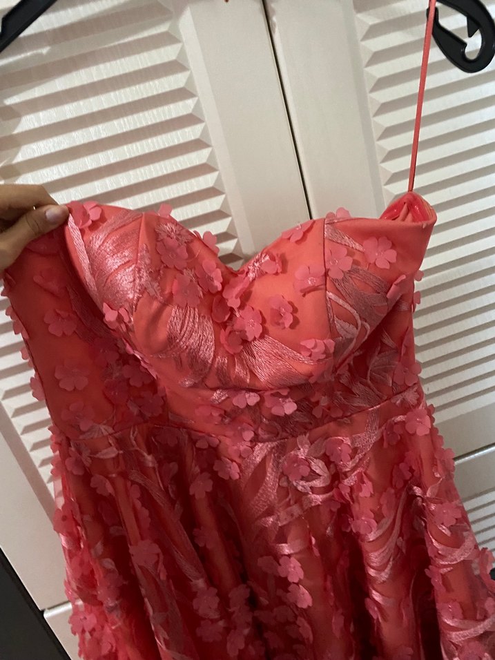 Pembe Straplez mini Abiye Elbise - Görsel 4