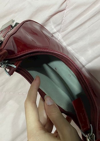 Parlak Bordo Deri Kadın Çanta - Görsel 2