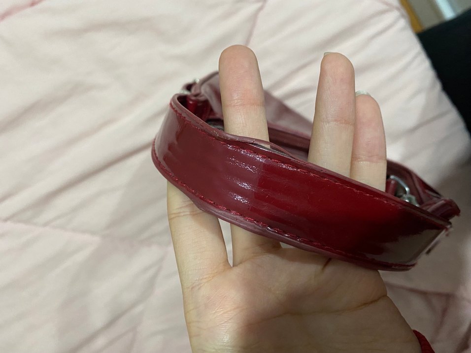 Parlak Bordo Deri Kadın Çanta - Görsel 4