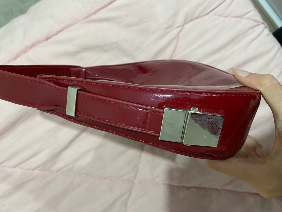 Parlak Bordo Deri Kadın Çanta - Görsel 3