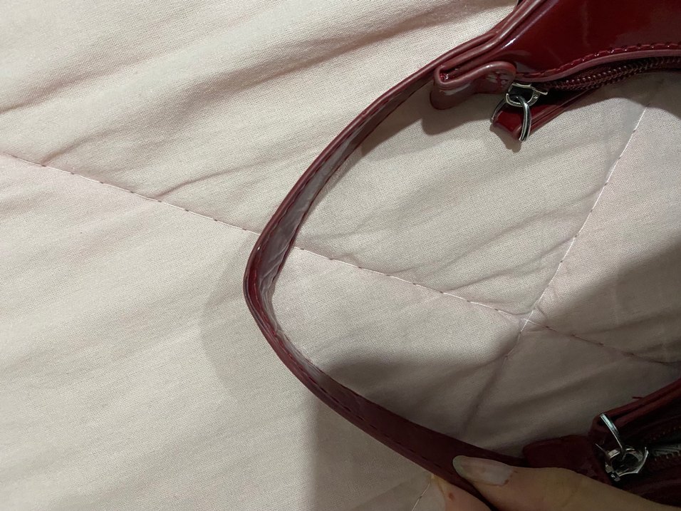 Parlak Bordo Deri Kadın Çanta - Görsel 5