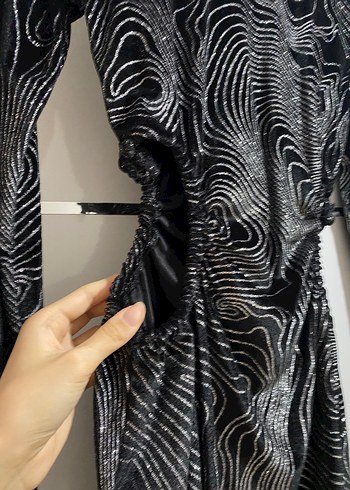 Simli Siyah Mini Elbise - Görsel 3