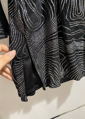 Simli Siyah Mini Elbise - Görsel 5