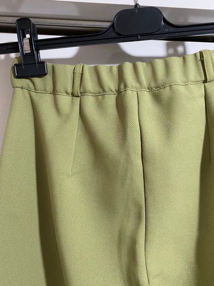 Kadın Haki Pilili Kumaş Pantolon - Görsel 3