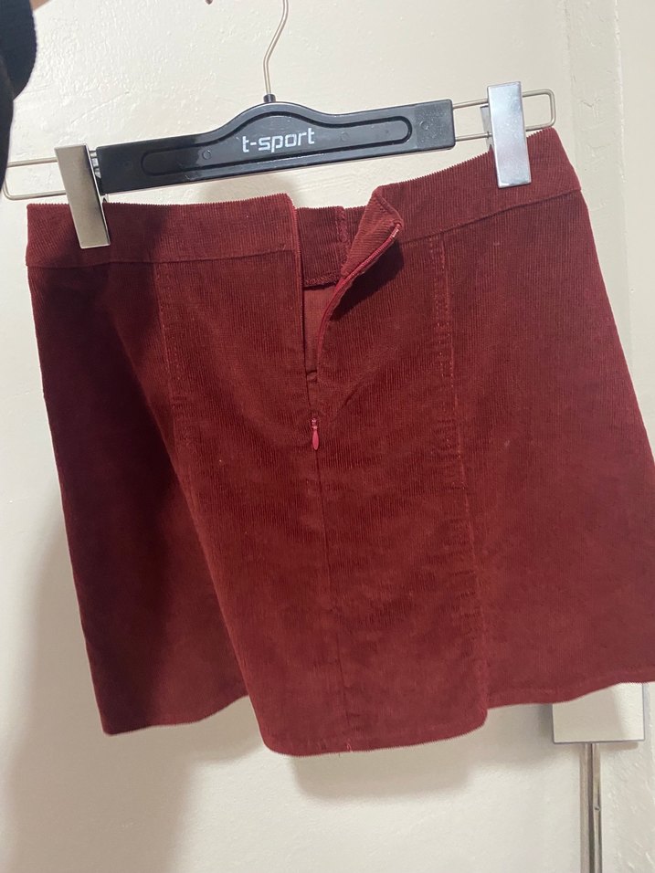 Bordo Kadife   Mini Etek - Görsel 3