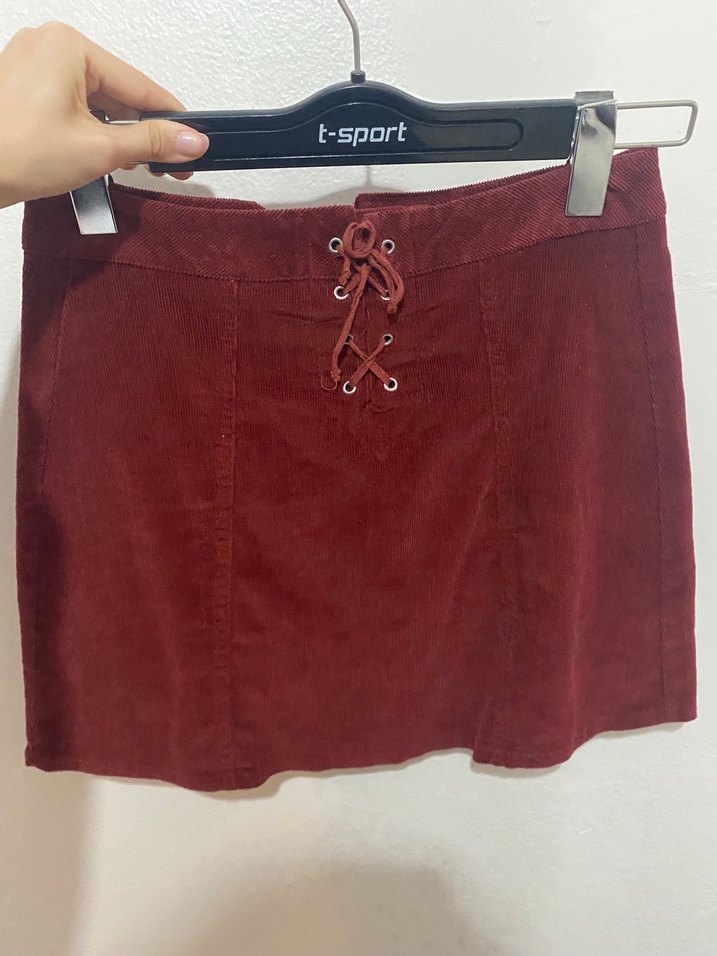 Bordo Kadife   Mini Etek - Görsel 2