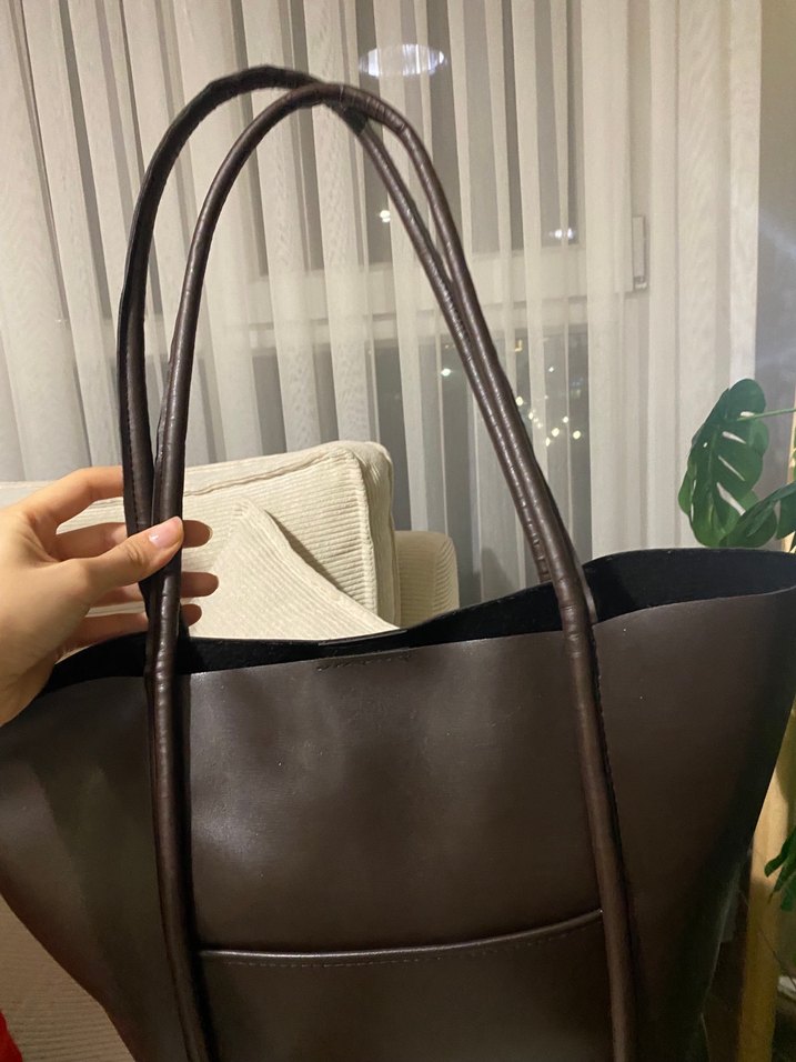 Kahverengi Deri Kadın Omuz Çantası - Görsel 3