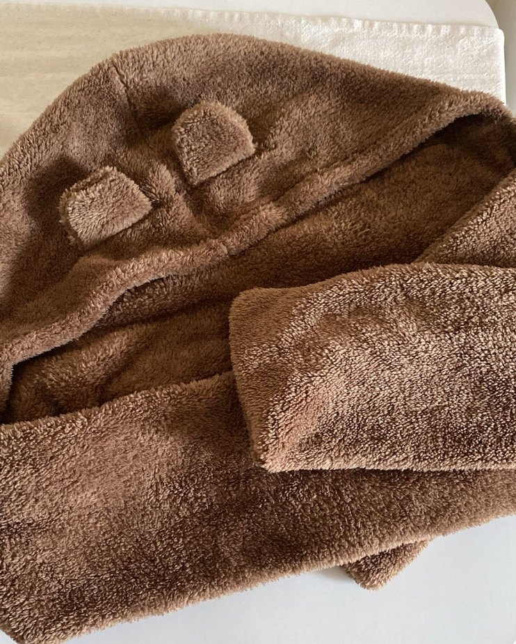 Kahverengi Örme Peluş Kapüşonlu Atkı son fiyattır - Görsel 3