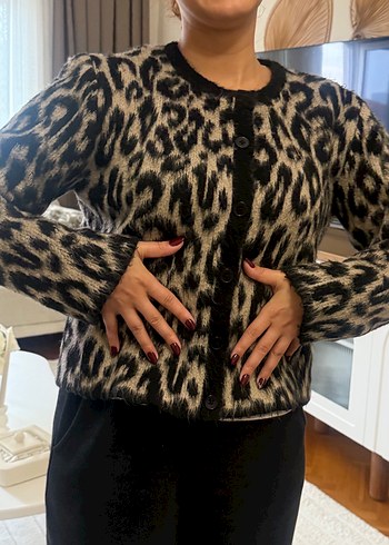 Leopar Desenli Kadın Hırka