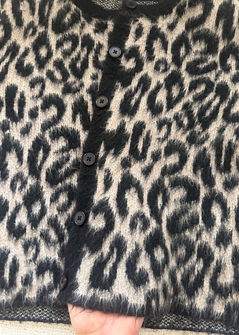 m Beden kahverengi Renk Leopar Desenli Kadın Hırka