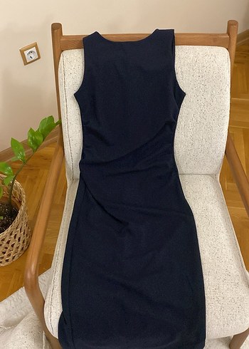 s Beden Siyah drape detaylı elbise