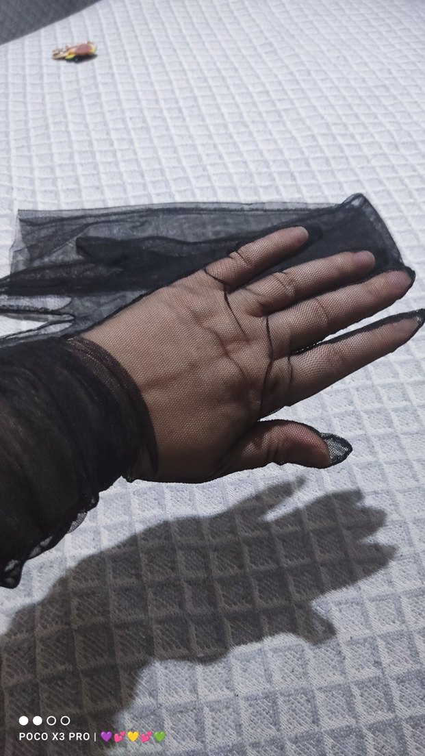 Transparan tül Siyah Gotik Kadın Eldiveni - Görsel 2