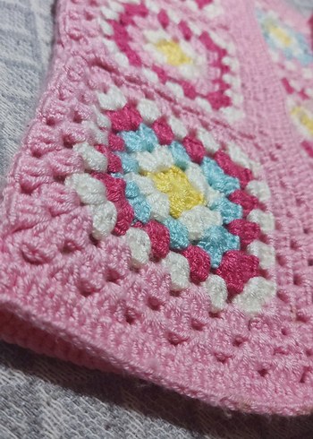 Çok Renkli Örgü Çocuk yeleği - Görsel 2