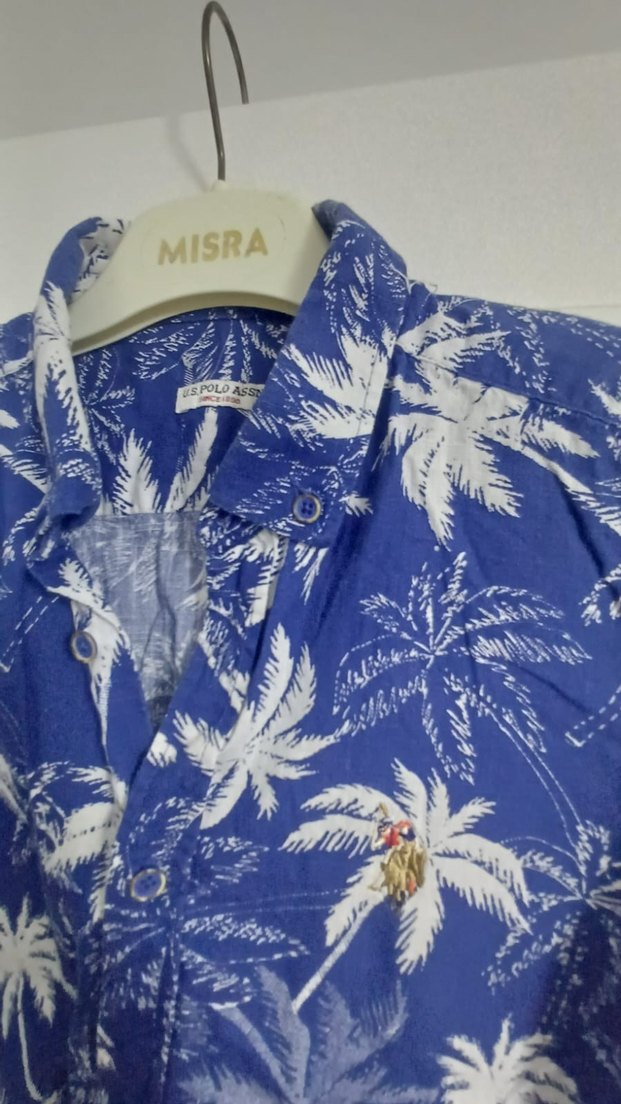 Erkek Çocuk Mavi Desenli Kısa Kollu Gömlek - Görsel 2