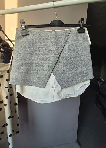 INTERMIX Gri Düğmeli Mini Etek