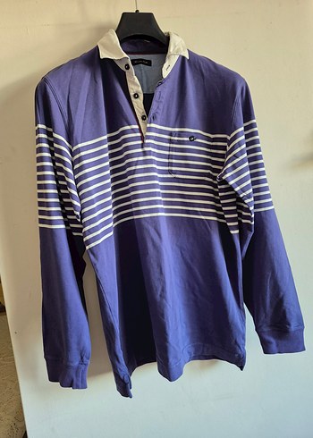 xl Beden Uzun Kollu Çizgili Polo Tişört