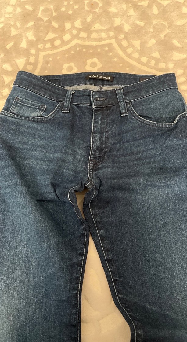 Düğmeli Mavi Denim Erkek Pantolon - Görsel 2