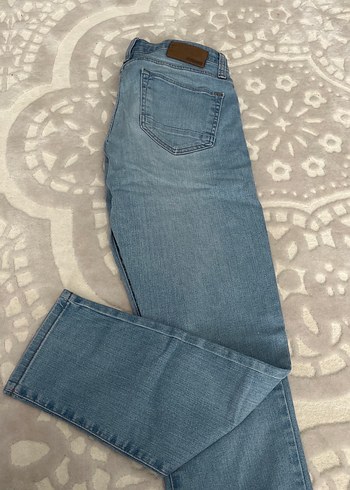 Düğmeli Gri Mavi Kadın Kot Pantolon - Görsel 2