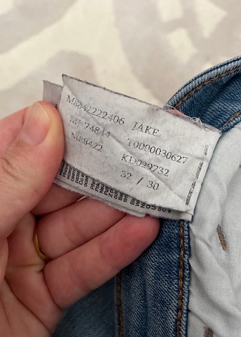 Düğmeli Gri Mavi Kadın Kot Pantolon - Görsel 5