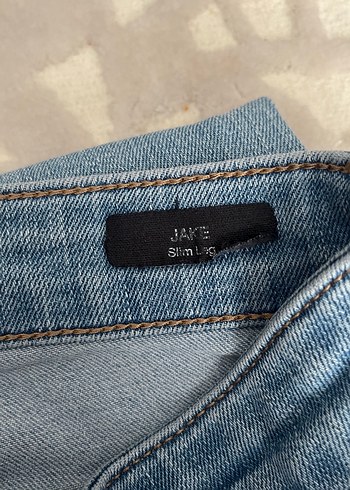 Düğmeli Gri Mavi Kadın Kot Pantolon - Görsel 3