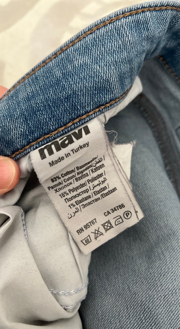 Düğmeli Gri Mavi Kadın Kot Pantolon - Görsel 4