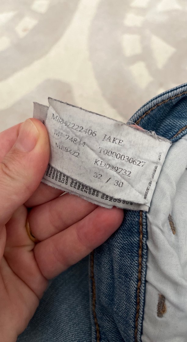 Düğmeli Gri Mavi Kadın Kot Pantolon - Görsel 5