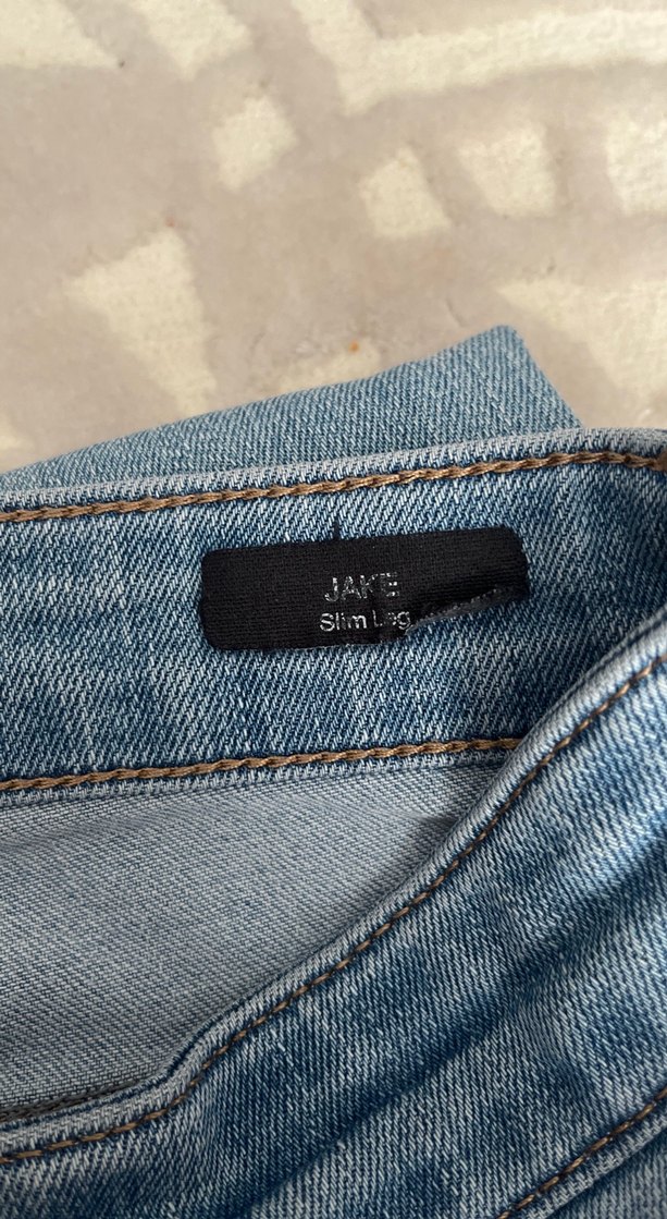 Düğmeli Gri Mavi Kadın Kot Pantolon - Görsel 3